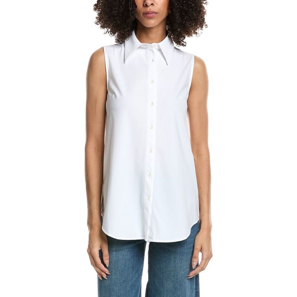 Commando® Womens Commando Classic Sleeveless Oversized Button Down Shirt, White